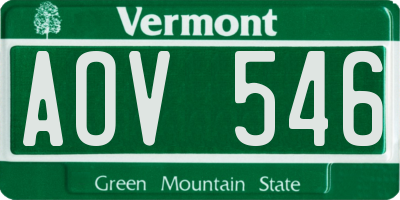 VT license plate AOV546