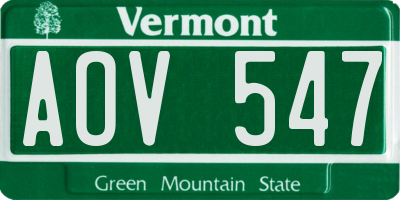VT license plate AOV547