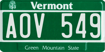 VT license plate AOV549