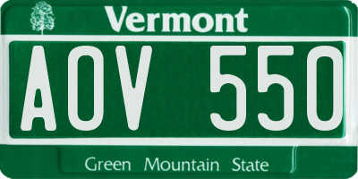 VT license plate AOV550