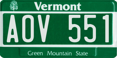 VT license plate AOV551