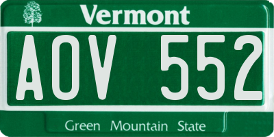 VT license plate AOV552
