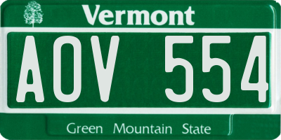 VT license plate AOV554