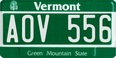 VT license plate AOV556