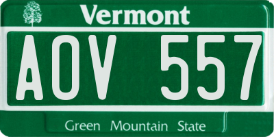 VT license plate AOV557