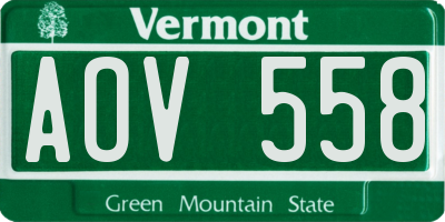 VT license plate AOV558