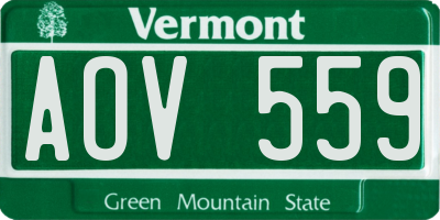 VT license plate AOV559