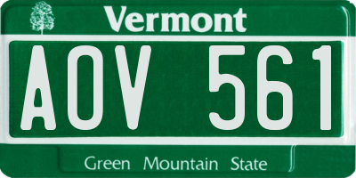 VT license plate AOV561