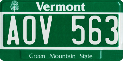 VT license plate AOV563