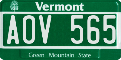 VT license plate AOV565