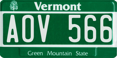 VT license plate AOV566