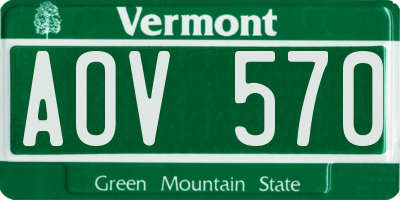 VT license plate AOV570