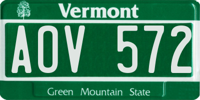 VT license plate AOV572
