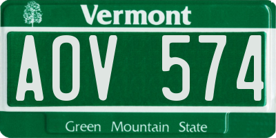 VT license plate AOV574