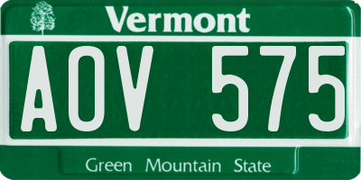 VT license plate AOV575