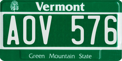 VT license plate AOV576