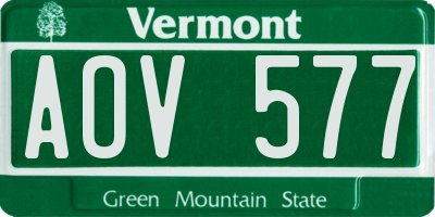 VT license plate AOV577