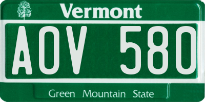 VT license plate AOV580