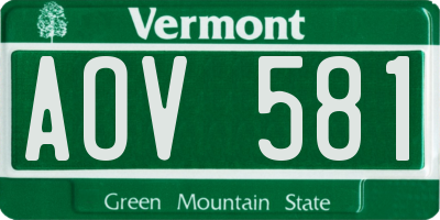 VT license plate AOV581