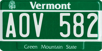 VT license plate AOV582