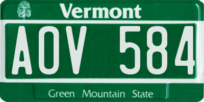VT license plate AOV584