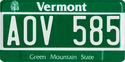 VT license plate AOV585