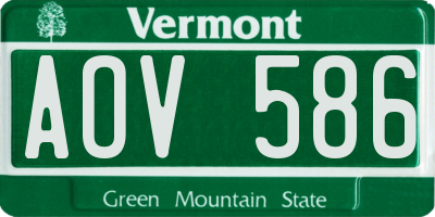 VT license plate AOV586