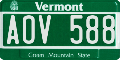 VT license plate AOV588