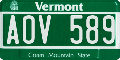 VT license plate AOV589