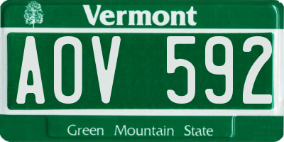 VT license plate AOV592