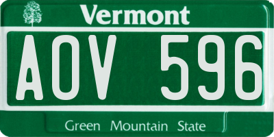 VT license plate AOV596