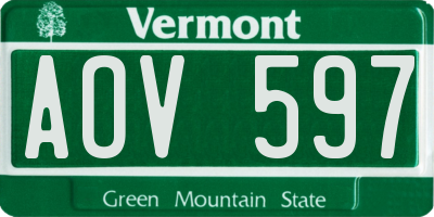 VT license plate AOV597