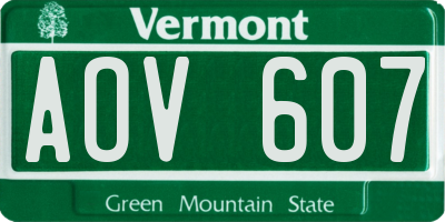 VT license plate AOV607