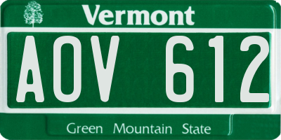 VT license plate AOV612