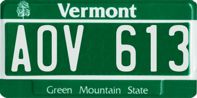 VT license plate AOV613