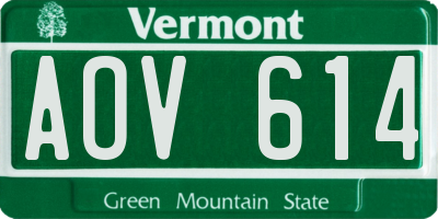 VT license plate AOV614