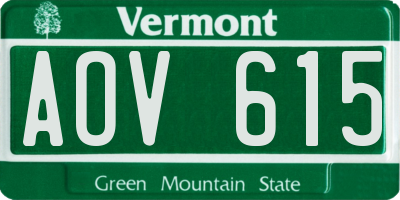 VT license plate AOV615