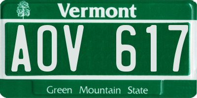 VT license plate AOV617