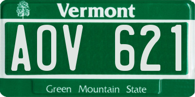 VT license plate AOV621