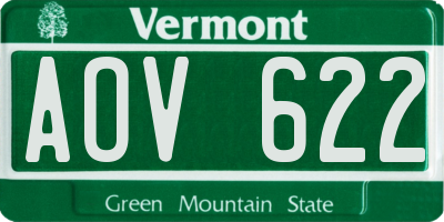 VT license plate AOV622