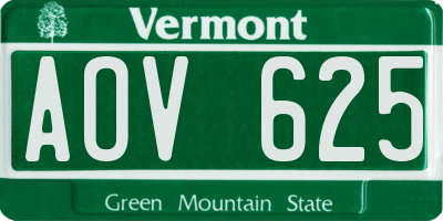 VT license plate AOV625