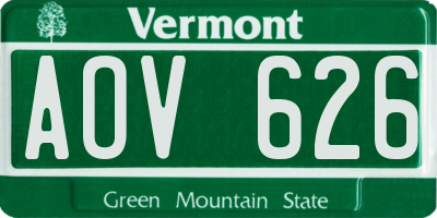VT license plate AOV626