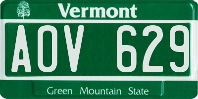 VT license plate AOV629