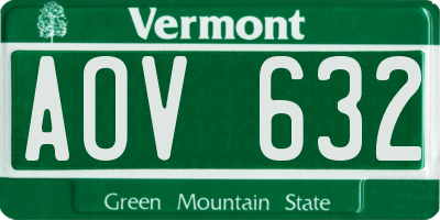 VT license plate AOV632