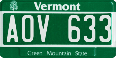 VT license plate AOV633