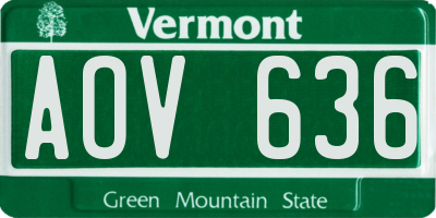 VT license plate AOV636