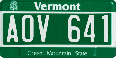 VT license plate AOV641
