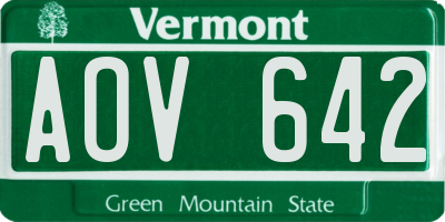 VT license plate AOV642