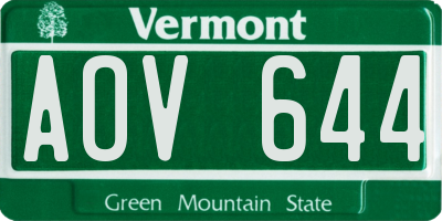 VT license plate AOV644