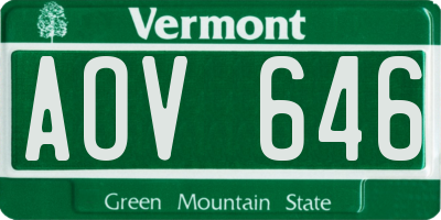 VT license plate AOV646